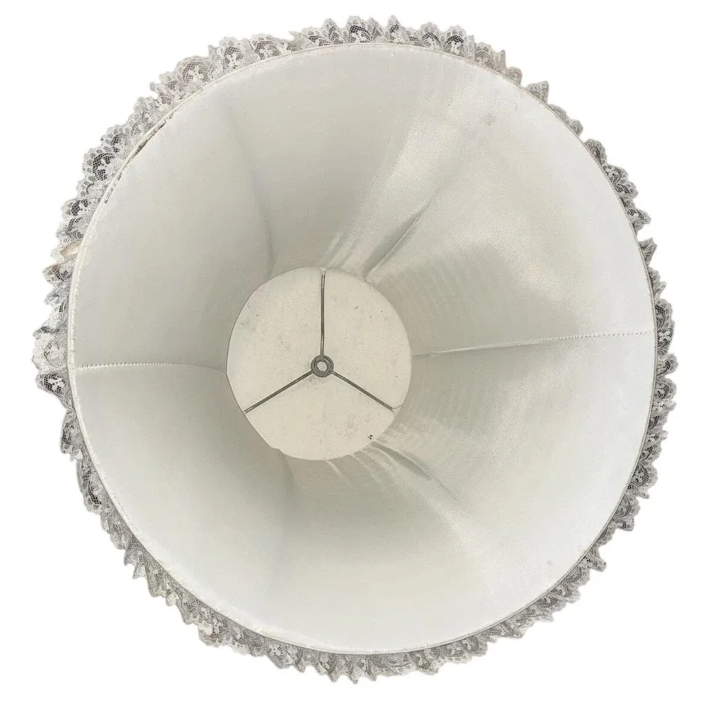 Vintage Lamp Shade White Lace Ruffles 16x11